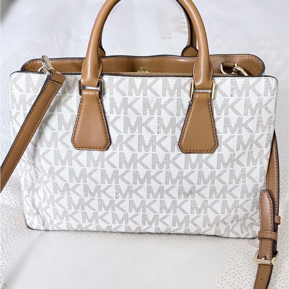 Michael Kors White and Brown Satchel - Picture 3 of 7